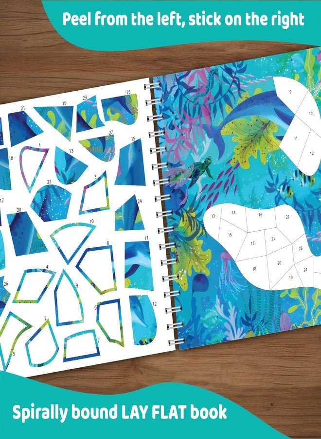 jackinthebox Sticker by Number Book Ocean Theme, 12 Scenes Puzzle Paint by Sticker Book + Colouring Pages, Gifts for Birthday, Party Favour Toys for Girls, Arts & Crafts for Kids Age 7 8 9 10 - Image 3